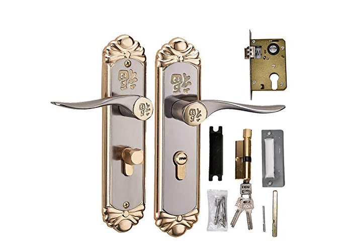 Manija de puerta con cerradura de aleación de zinc, seguridad interior, manija de puerta de inodoro con llave Manija de puerta con cerradura de aleación de zinc, seguridad interior, manija de puerta de inodoro con llave