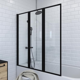 MARWELL folding shower screen with modern design, black matt