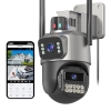 GUOANVISION Outdoor Surveillance, 6MP Dual Lens Surveillance Camera, IP66 Outdoor Security Camera with Automatic Tracking, Night Vision, 24/7 Outdoor Camera