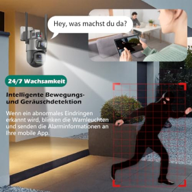 GUOANVISION Outdoor Surveillance, 6-мегапіксельна камера спостереження з подвійним об’єктивом, IP66 зовнішня камера безпеки з автоматичним відстеженням, нічне бачення, 24/7 зовнішня камера