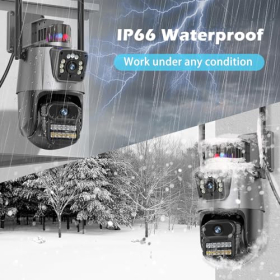 GUOANVISION Outdoor Surveillance, 6-мегапіксельна камера спостереження з подвійним об’єктивом, IP66 зовнішня камера безпеки з автоматичним відстеженням, нічне бачення, 24/7 зовнішня камера