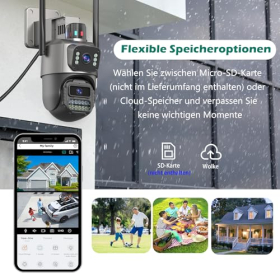 GUOANVISION Outdoor Surveillance, 6-мегапіксельна камера спостереження з подвійним об’єктивом, IP66 зовнішня камера безпеки з автоматичним відстеженням, нічне бачення, 24/7 зовнішня камера