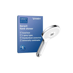Duravit Universal Hand Shower 120 mm, 3 spray patterns Rain Pulse Mono, Chrome White