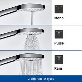 Duravit Universal Handbrause 120 mm, 3 Strahlarten Rain Pulse Mono, Chrom Weiß