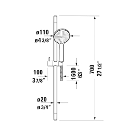Duravit Universal Shower System Rain, height-adjustable, matte black