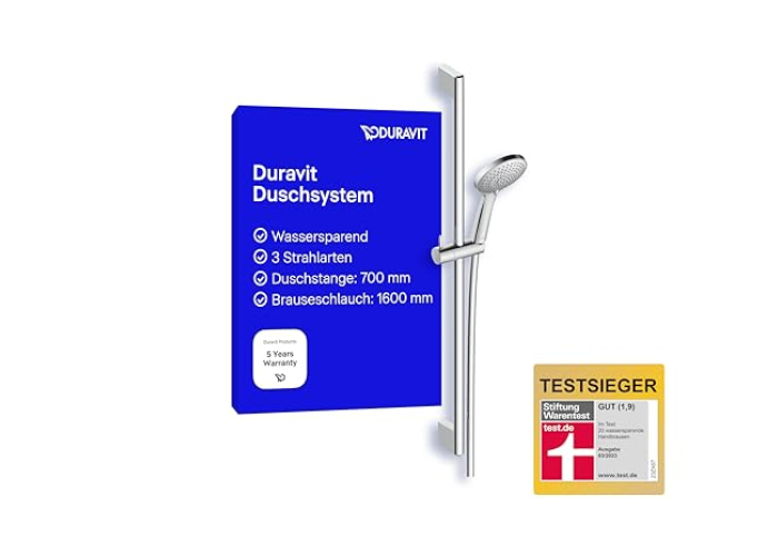 Duravit Universal Shower Set with 3 Spray Patterns – Water Saving, Chrome Duravit Universal Shower Set with 3 Spray Patterns – Water Saving, Chrome