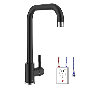 Modern kitchen faucet Ulytid A1002 with 360° swivel range and stainless steel finish