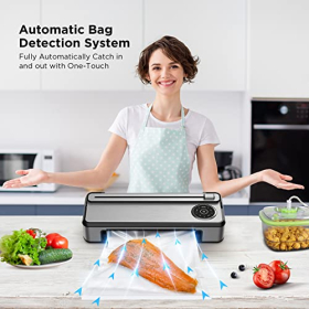 Envasadora al vacío automática multifuncional 6 en 1 con función de corte y limpieza, selladora de acero inoxidable para productos húmedos y secos