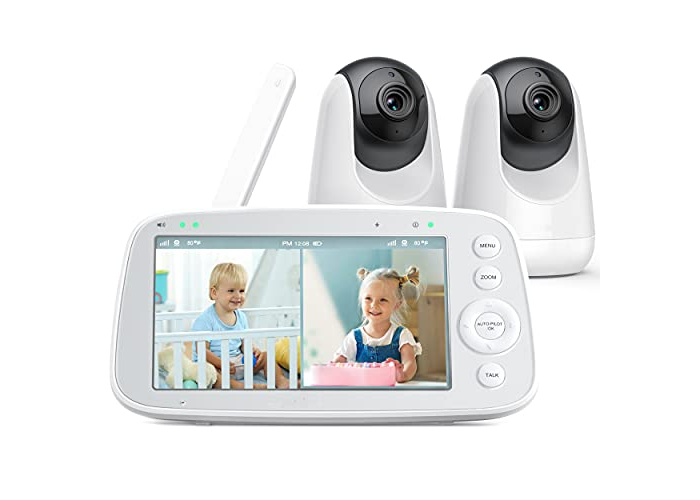 Monitor de bebé 720P con 2 cámaras: visión nocturna, audio y vídeo, 300 m Monitor de bebé 720P con 2 cámaras: visión nocturna, audio y vídeo, 300 m