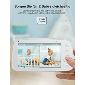 Baby monitor  720P with 2 cameras – night vision, audio & video, 300m