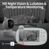 Baby monitor with 5.5" 1080P camera, 5000mAh battery, night vision, two-way audio, 5x zoom