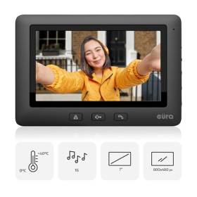 Відеодомофон Eura VDP-45A3-TY Alpha+ Tuya WiFi, 7-дюймовий монітор 