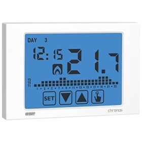 VEMER VE451100 CHRONOS – Termostato digital con pantalla táctil para calefacción y aire acondicionado, funciona con pilas