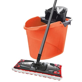 Vileda Ultramax Complete 2-in-1 Mop Set, Mop with Handle, Microfiber Cover and Bucket with Power Press, Limited Special Edition, Coral Color