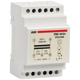 Vemer TMD transformer for DIN rail 230V to 12-24V, 30A, light grey