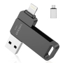 USB Stick 128 GB for iPhone Apple Certified Lightning, Vackiit USB C Stick USB 3.0 Photo Stick iPhone, Memory Extension Stick for iOS, iPad, OTG Android Mobile Phone, PC with MFI Lightning, USB 3.0,