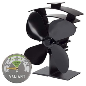 Valiant Premium IV Stove Fans and Magnetic Thermometer, Black