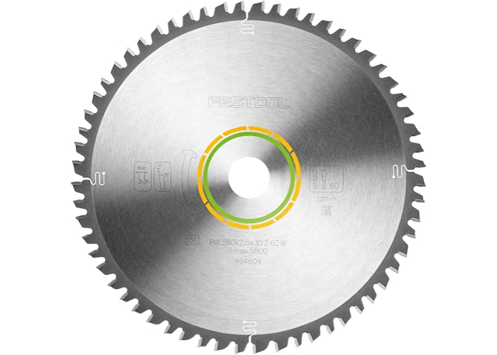 Festool universal saw blade 260x2.5x30 W60 for precise cutting Festool universal saw blade 260x2.5x30 W60 for precise cutting