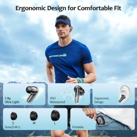 Auriculares Bluetooth, Auriculares Intrauditivos Inalámbricos Bluetooth 5.4 con 4 Micrófonos ENC, Auriculares Inalámbricos con Graves Profundos durante 38 Horas, Pantalla LED, Control Táctil, Auriculares Impermeables IPX7, USB-C