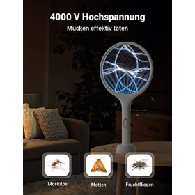 Электрическая мухобойка 4000 В, 2 в 1, USB-C, с УФ-лампой