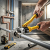 QWORK pipe crimping tool for aluminum composite and PEX pipes – 100 kN crimping force