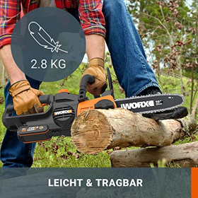 WORX 20V Cordless Chainsaw, 25 cm Cutting Length, Automatic Chain Tensioning