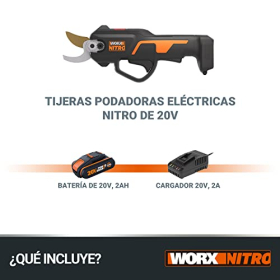 WORX 20 V Nitro Cordless Garden Shears, WG330E, 25 mm Cut, incl. Battery & Charger
