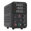 Laboratory power supply, 0-30 V, 0-10 A, DC adjustable power supply with 4-digit LED display, encoder adjustment knob and output switch