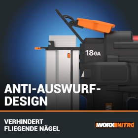 WORX WX842.9 Nitro 20V cordless nailer, 80 nails/min, 15-50 mm, without battery & charger