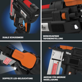 WORX WX842.9 Nitro 20V cordless nailer, 80 nails/min, 15-50 mm, without battery & charger