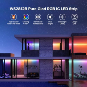 BTF-LIGHTING WS2812B LED Streifen, 5M Länge, 60 LEDs/Pixel/m, 300 LEDs, Schwarzer RGB PCB Streifen mit 5050 SMD LEDs, Nicht Wasserdicht IP30