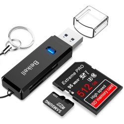 USB 3.0 Card Reader, Beikell Highspeed SD/Micro SD Card Reader - Supports SD / Micro SD / TF / SDHC / SDXC / MMC - Compatible with Windows / Mac / OS etc