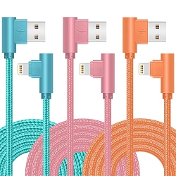 Кабель зарядного пристрою для iPhone, 3 комплекти 6-футового прямокутного кабелю Lightning, сертифікований MFi нейлоновий плетений синхронізуючий шнур для заряджання iPhone, сумісний із iPhone 14 13 12 11 x 8 7 6S, iPad, iPod, AirPods
