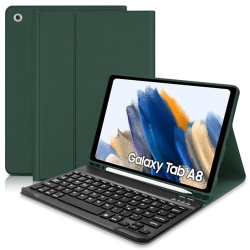 Чохол-клавіатура для Samsung Galaxy Tab A8 10.5 (SM-X200/X205/207) 2022, Slim Smart Cover зі знімною клавіатурою та ручкою, Bluetooth-клавіатура з чохлом для Samsung A8, темно-зелений