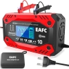 Cargador de batería de coche EAFC 10A Smart Cargador de batería de coche totalmente automático con compensación de temperatura para cargar baterías de plomo de cortacéspedes, coches, motocicletas