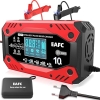 Cargador de batería de coche EAFC 10A Smart Cargador de batería de coche totalmente automático con compensación de temperatura para cargar baterías de plomo de cortacéspedes, coches, motocicletas