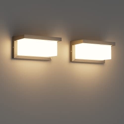 Pack de 2 apliques LED para exterior Klighten, 3000K, impermeable IP65, aplique de pared para interior/exterior, aplique de pared rectangular para exterior fabricado en aluminio, apto para jardín, color antracita