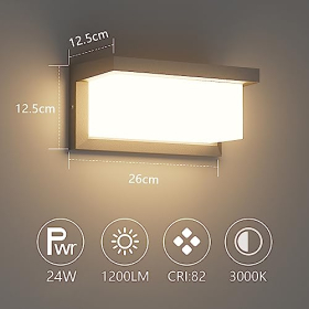 Klighten Упаковка из 2 светодиодных настенных светильников для улицы, 3000 К, водонепроницаемый настенный светильник IP65 для внутреннего и наружного использования, прямоугольные уличные настенные светильники из алюминия