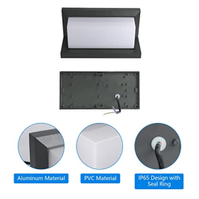 Klighten Упаковка из 2 светодиодных настенных светильников для улицы, 3000 К, водонепроницаемый настенный светильник IP65 для внутреннего и наружного использования, прямоугольные уличные настенные светильники из алюминия