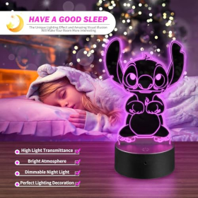 Moocuca Stitch Lamp, 3D ночник для ночника, детский пульт дистанционного управления, управление 16 цветовыми вариациями, украшение на прикроватной тумбочке, творческая атмосфера, праздничные подарки