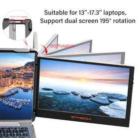 GT MEDIA 11,6 Zoll tragbarer Laptop-Monitor mit 1080P Full HD. Eingebauter Dual-Lautsprecher, Laptop-Monitor-Erweiterung, unterstützt Typ-C-, USB- und HDMI-Anschlüsse für Laptop