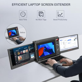 GT MEDIA 11,6 Zoll tragbarer Laptop-Monitor mit 1080P Full HD. Eingebauter Dual-Lautsprecher, Laptop-Monitor-Erweiterung, unterstützt Typ-C-, USB- und HDMI-Anschlüsse für Laptop