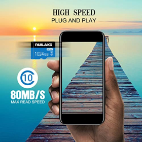NUILAKS Micro SD-Karte 1 TB High Speed Class 10 microSDXC UHS-I Speicherkarte für Wyze GoPro Smartphone Tablet Sichere Kamera mit SD-Adapter