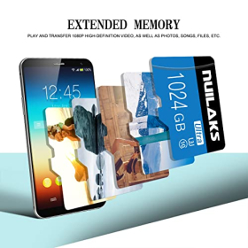 NUILAKS Micro SD-Karte 1 TB High Speed Class 10 microSDXC UHS-I Speicherkarte für Wyze GoPro Smartphone Tablet Sichere Kamera mit SD-Adapter