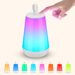 Viitech LED Bedside Lamp with Remote Control, Bedside Lamp Touch Dimmable with White Light + RGB Color Change, USB Rechargeable LED Night Light for Bedroom, Living Room