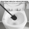 MOSTDB Silicone Toilet Brush with Quick-Drying Holder, Antibacterial Toilet Brush & Toilet Brush Holder with Wall Mount - No Drilling, Black