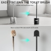 MOSTDB Silicone Toilet Brush with Quick-Drying Holder, Antibacterial Toilet Brush & Toilet Brush Holder with Wall Mount - No Drilling, Black