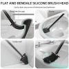 MOSTDB Silicone Toilet Brush with Quick-Drying Holder, Antibacterial Toilet Brush & Toilet Brush Holder with Wall Mount - No Drilling, Black
