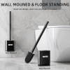 MOSTDB Silicone Toilet Brush with Quick-Drying Holder, Antibacterial Toilet Brush & Toilet Brush Holder with Wall Mount - No Drilling, Black