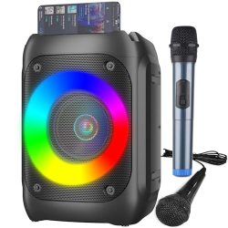 Ankuka Karaoke-Maschine, Karaoke-System mit 2 Mikrofonen, Mikrofon mit Lautsprecher, tragbares PA-System, unterstützt Bluetooth/TF/USB/AUX/FM/TWS